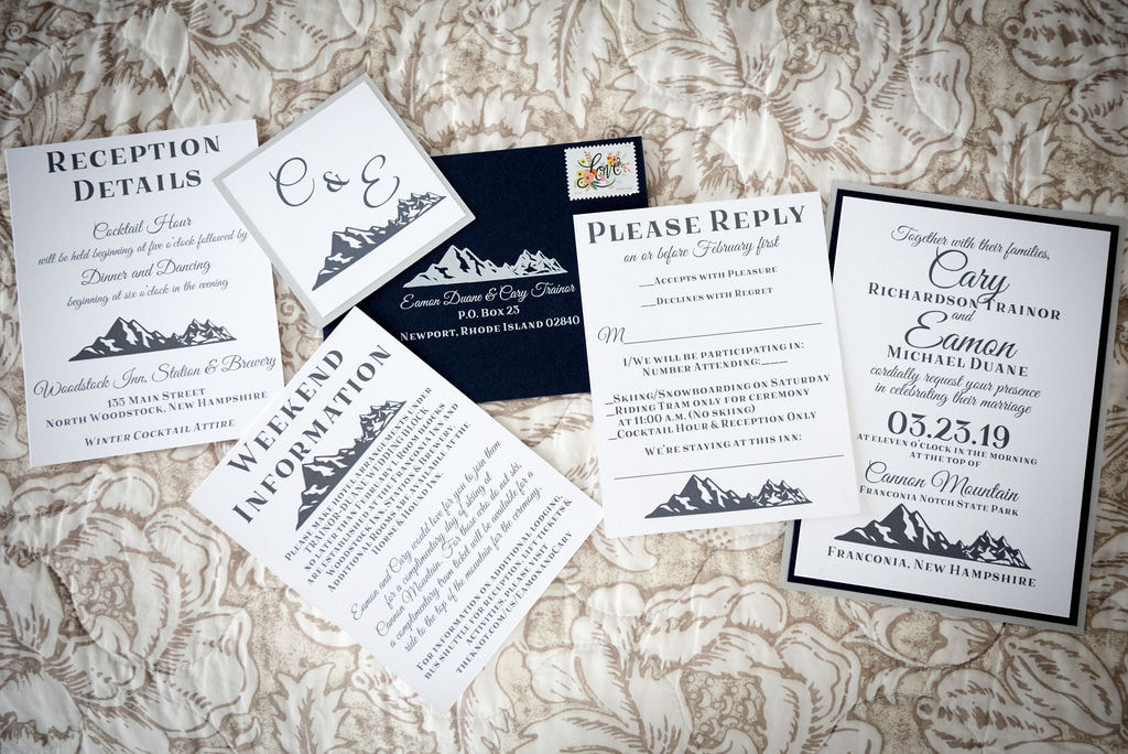 Cannon Mountain winter wedding invitations